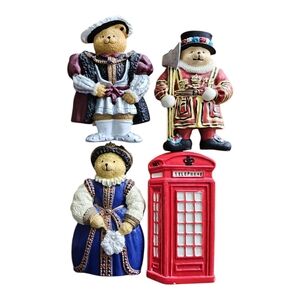 Vintage Royal Bear Magnets with Red Telephone Booth
